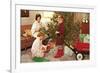 Family on Christmas Morning, Retro-null-Framed Premium Giclee Print