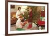 Family on Christmas Morning, Retro-null-Framed Premium Giclee Print