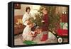 Family on Christmas Morning, Retro-null-Framed Stretched Canvas