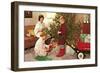 Family on Christmas Morning, Retro-null-Framed Art Print