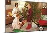 Family on Christmas Morning, Retro-null-Mounted Art Print