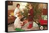 Family on Christmas Morning, Retro-null-Framed Stretched Canvas