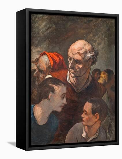 Family on the Barricades-Honoré Daumier-Framed Stretched Canvas
