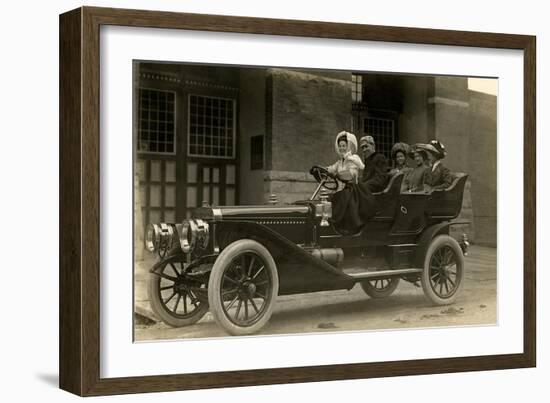 Family Outing in Roadster-null-Framed Art Print