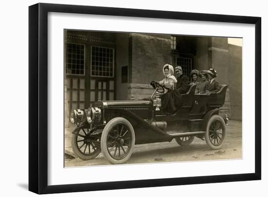 Family Outing in Roadster-null-Framed Art Print