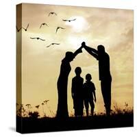 Family Parents and Children, Secure and Protecting Home-zurijeta-Stretched Canvas