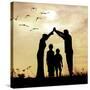 Family Parents and Children, Secure and Protecting Home-zurijeta-Stretched Canvas