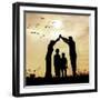 Family Parents and Children, Secure and Protecting Home-zurijeta-Framed Photographic Print