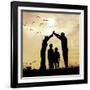 Family Parents and Children, Secure and Protecting Home-zurijeta-Framed Photographic Print