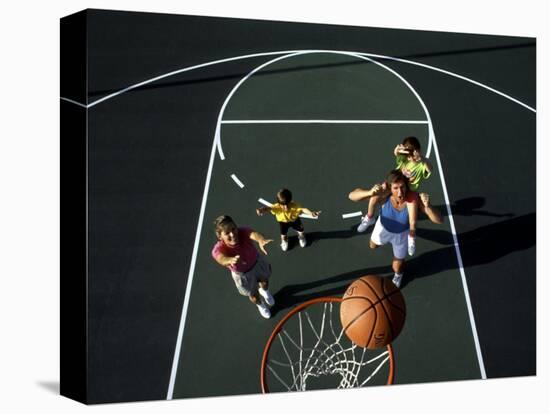 Family Playing Basketball Together-Bill Bachmann-Stretched Canvas