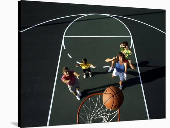 Family Playing Basketball Together-Bill Bachmann-Stretched Canvas