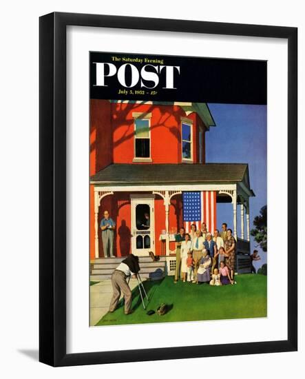 "Family Portrait on the Fourth" Saturday Evening Post Cover, July 5, 1952-John Falter-Framed Giclee Print