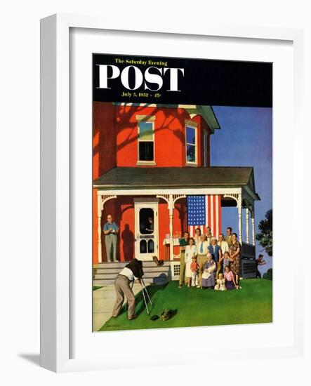 "Family Portrait on the Fourth" Saturday Evening Post Cover, July 5, 1952-John Falter-Framed Giclee Print