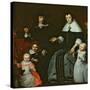 Family Portrait-Cornelis Bisschop-Stretched Canvas