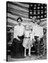 Family Pose in Front of American Flag, Ca. 1898-null-Stretched Canvas