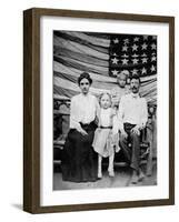 Family Pose in Front of American Flag, Ca. 1898-null-Framed Photographic Print