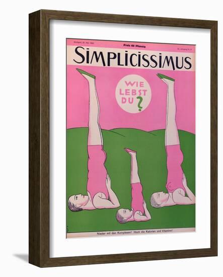 Family Practising Gymnastics, Cover of 'Simplicissimus' Magazine, 21st May 1928-null-Framed Giclee Print