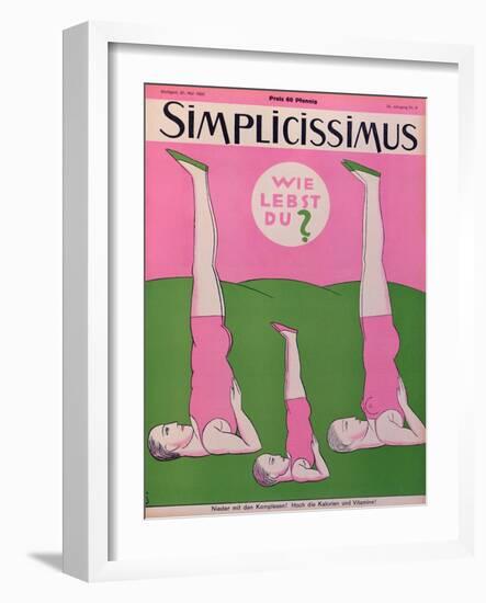 Family Practising Gymnastics, Cover of 'Simplicissimus' Magazine, 21st May 1928-null-Framed Giclee Print