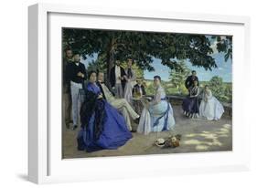 Family Reunion, the Artist with His Family on the Terrace in Méric, 1867-Frédéric Bazille-Framed Giclee Print