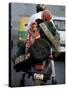 Family Rides on a Two-Wheeler in New Delhi, India-null-Stretched Canvas