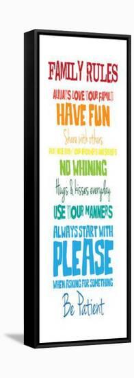 Family Rules Rainbow-Jace Grey-Framed Stretched Canvas