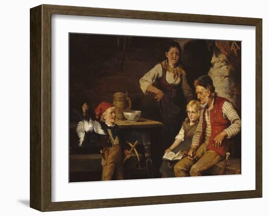 Family scene by Nils Bergslien-Nikolai Astrup-Framed Giclee Print