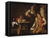 Family scene by Nils Bergslien-Nikolai Astrup-Framed Stretched Canvas