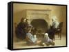 Family Seated Around a Hearth-Jules Jean Geoffroy-Framed Stretched Canvas