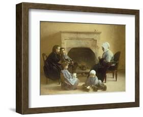 Family Seated Around a Hearth-Jules Jean Geoffroy-Framed Giclee Print