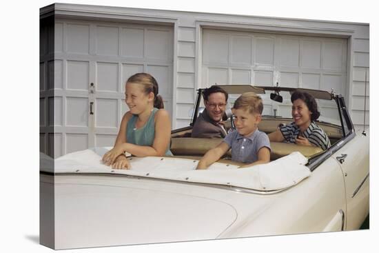 Family Sitting in Car Outside Garage-William P. Gottlieb-Stretched Canvas