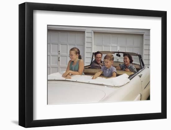 Family Sitting in Car Outside Garage-William P. Gottlieb-Framed Photographic Print