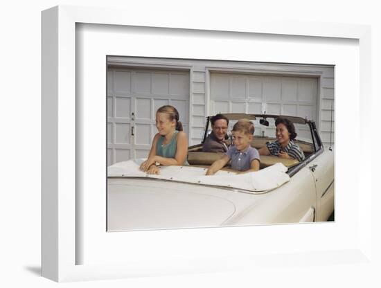 Family Sitting in Car Outside Garage-William P. Gottlieb-Framed Photographic Print