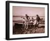 Family Sitting on Dock-null-Framed Art Print