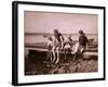 Family Sitting on Dock-null-Framed Art Print