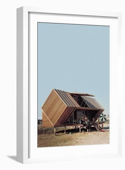 Family Sitting Outside the Irwin Hunt House Designed by Andrew Geller-Nina Leen-Framed Photographic Print