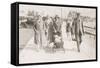 Family Strolling Along Sea Front with Baby, 1930S-null-Framed Stretched Canvas