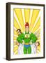 Family Superhero-Omino di Carta-Framed Art Print