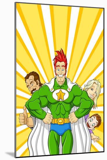 Family Superhero-Omino di Carta-Mounted Art Print