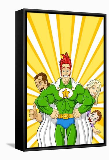 Family Superhero-Omino di Carta-Framed Stretched Canvas