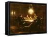 Family Supper in the Lamp Light, 19th Century-Knut Ekvall-Framed Stretched Canvas