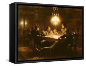 Family Supper in the Lamp Light, 19th Century-Knut Ekvall-Framed Stretched Canvas