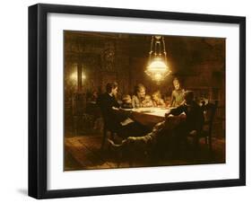 Family Supper in the Lamp Light, 19th Century-Knut Ekvall-Framed Giclee Print