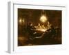 Family Supper in the Lamp Light, 19th Century-Knut Ekvall-Framed Giclee Print