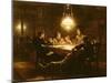 Family Supper in the Lamp Light, 19th Century-Knut Ekvall-Mounted Giclee Print