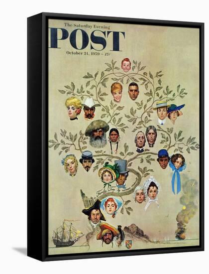 "Family Tree" Saturday Evening Post Cover, October 24,1959-Norman Rockwell-Framed Stretched Canvas