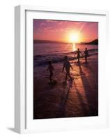 Family Walking on Beach at Dusk, HI-Mark Gibson-Framed Photographic Print