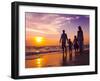 Family Walking on the Beach at Sunset-Rawpixel-Framed Photographic Print