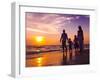 Family Walking on the Beach at Sunset-Rawpixel-Framed Photographic Print