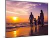 Family Walking on the Beach at Sunset-Rawpixel-Mounted Photographic Print