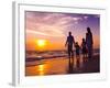 Family Walking on the Beach at Sunset-Rawpixel-Framed Photographic Print
